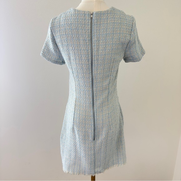 Elegant Blue Tweed Women's Dress Size Small - Picture 5 of 12